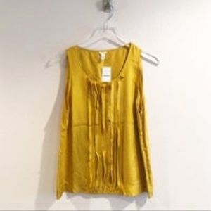 J. Crew Gold Pintuck Silk Tank Blouse Sz 12